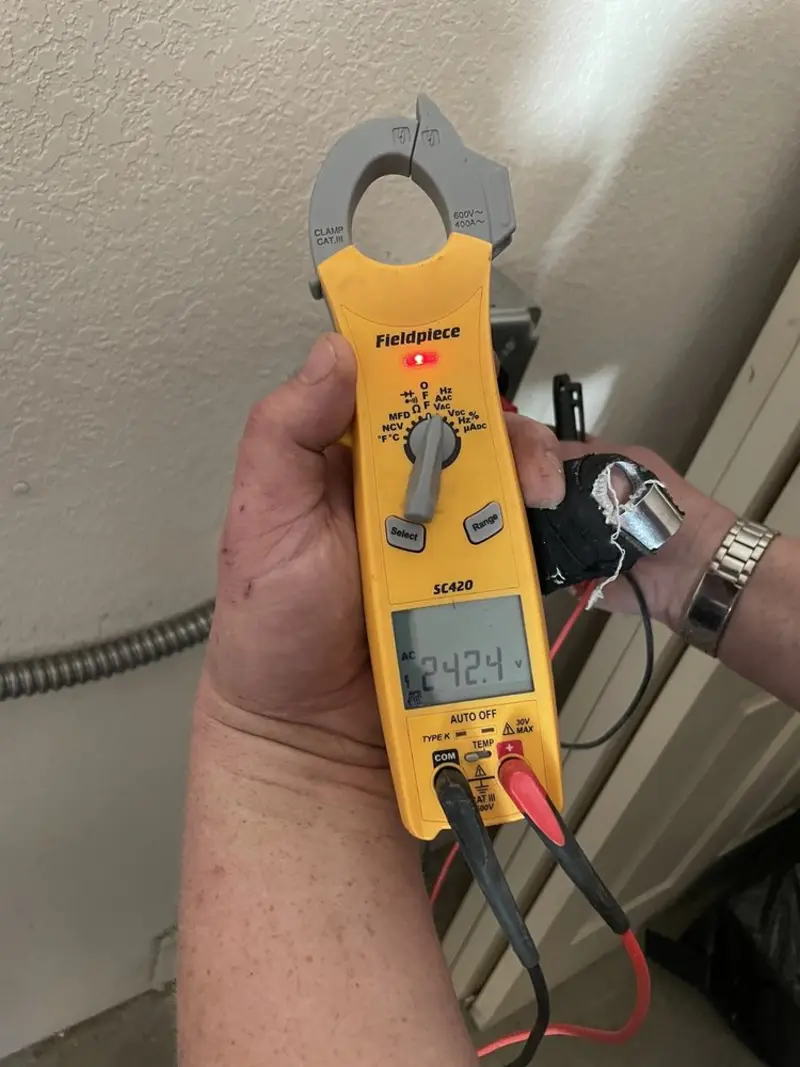 Voltage testing with clamp meter during Generator Installation in East Chicago